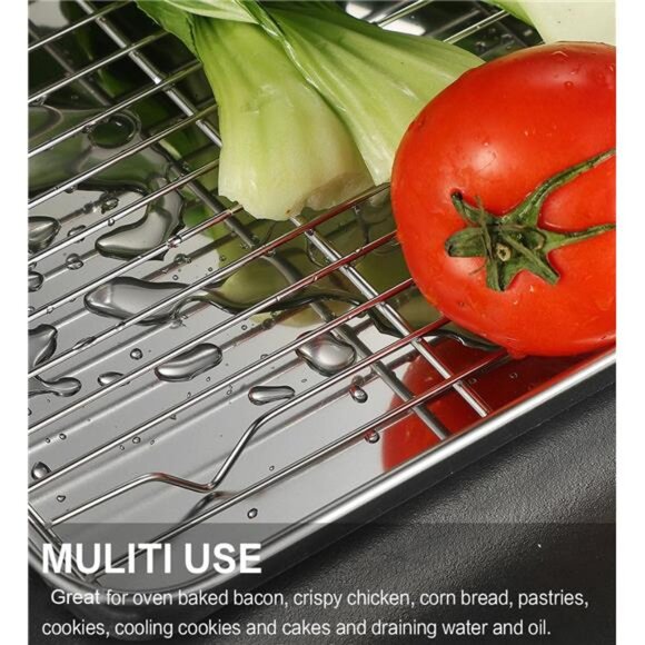 Stainless Steel Baking Sheet Tray Cooling Rack with Silicone Baking Mat Set - Picture 7 of 16